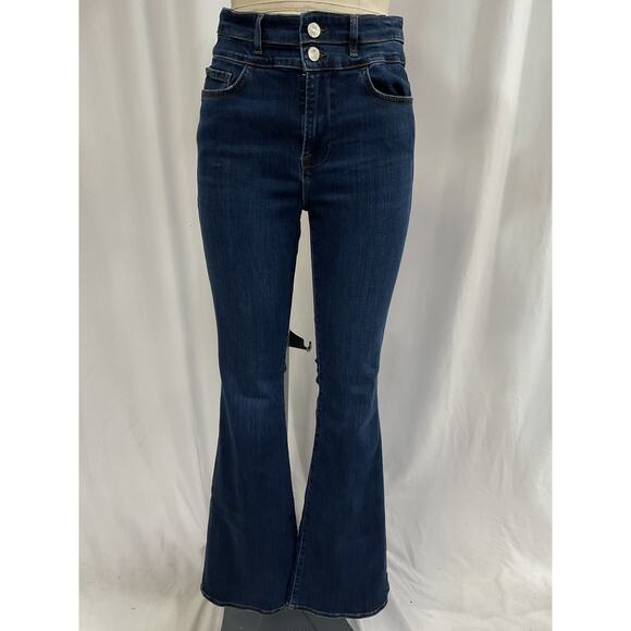 Frame Double Waistband Blue High Waist Flare Denim Jeans Size 29 - Picture 2 of 5